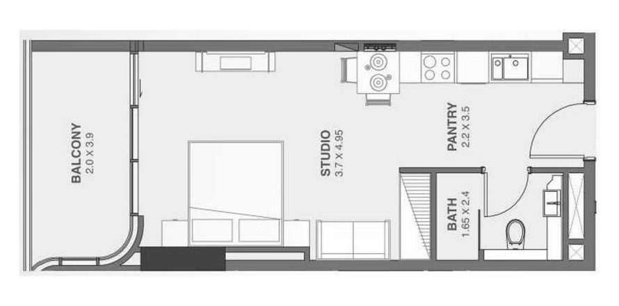 Планировка Квартиры «Studio» в ЖК Floarea Oasis