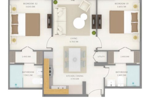 Apartment de 2 dormitorios en wasl gate, UAE No. 96025 6