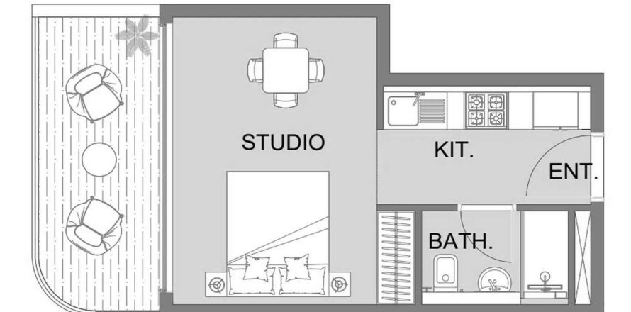 Планировка Квартиры «Studio» в ЖК Colibri Views