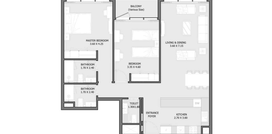 2 dormitorios Apartment plano «TYPE A», VERDANA 10