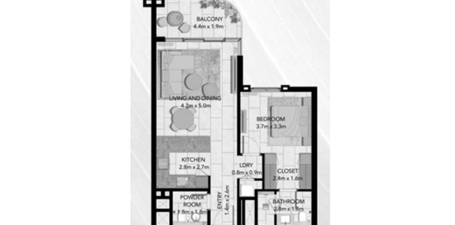 1 bedroom Apartment floor plan «1BR» in Capria East & West