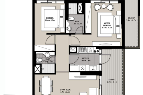Appartement de 2 chambres à Odessa Town Square, UAE No. 98190 3