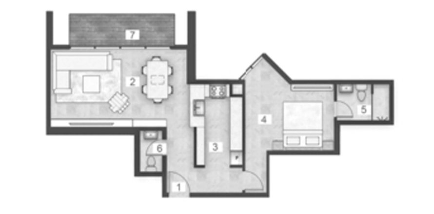 1 bedroom Apartment floor plan «TYPE C» in AVENUE RESIDENCE 8