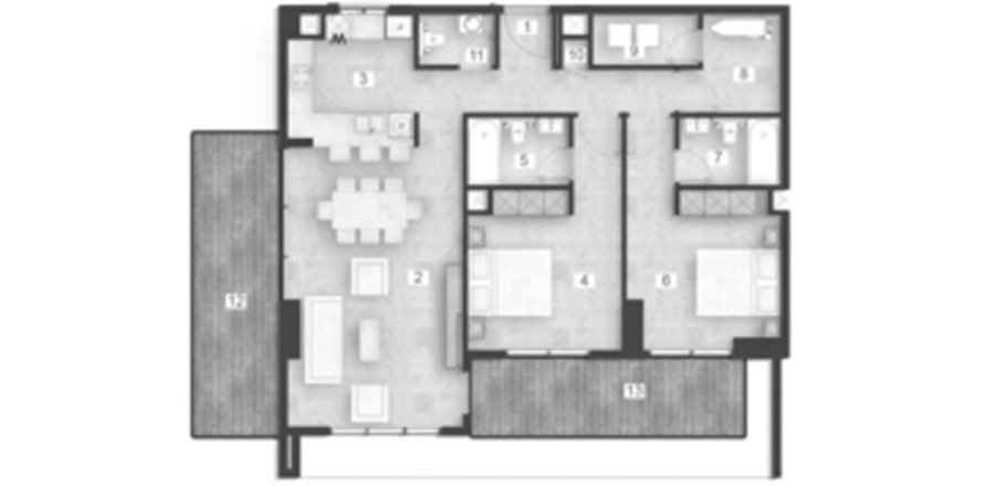 2 bedrooms Apartment floor plan «TYPE B» in AVENUE RESIDENCE 8