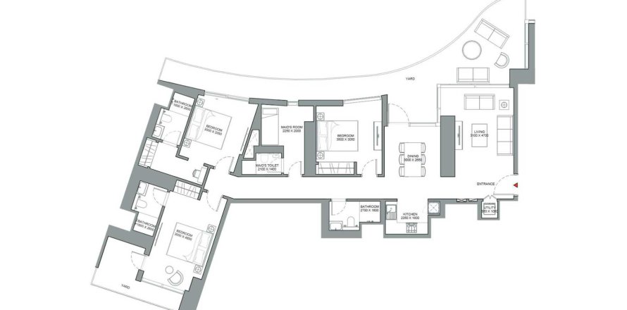 3 bedrooms Apartment floor plan «TYPE A» in SKYSCAPE AURA