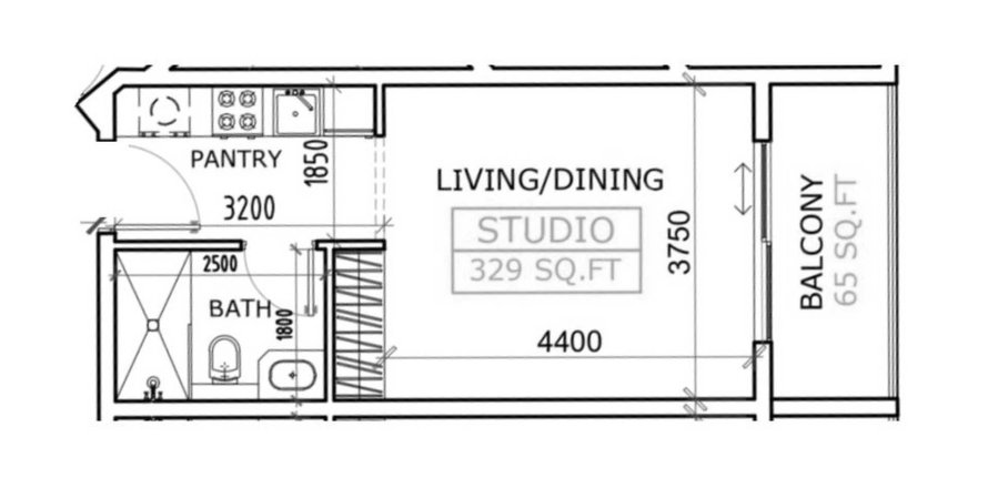 Планировка Квартиры «STUDIO» в ЖК Coventry Curves
