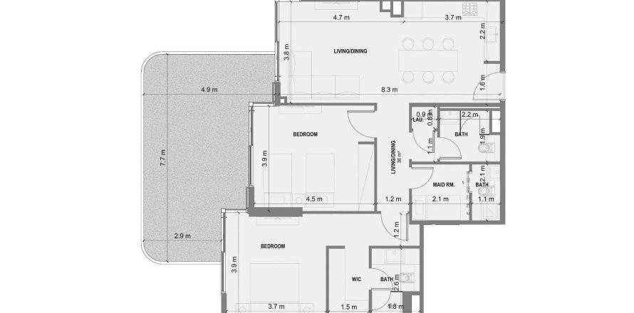 Apartment de 2 dormitorios en Blue Marina Residence Dubai, UAE No. 99449
