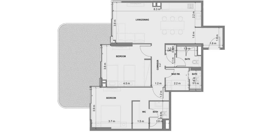 Apartment de 2 dormitorios en Blue Marina Residence Dubai, UAE No. 99450
