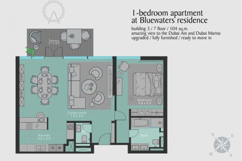Apartment de 1 dormitorio en BLUEWATERS RESIDENCES Bluewaters, UAE No. 98086 6