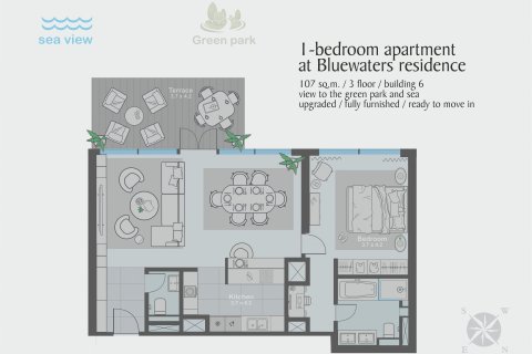 Apartment de 1 dormitorio en BLUEWATERS RESIDENCES Bluewaters Residences, UAE No. 98084 3