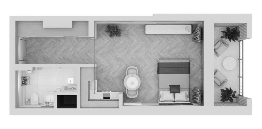 Apartment floor plan «Studio» in Arisha Terraces