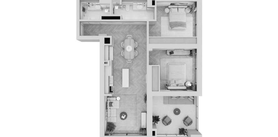 2 chambres Appartement plan d'étage «2BR», Arisha Terraces